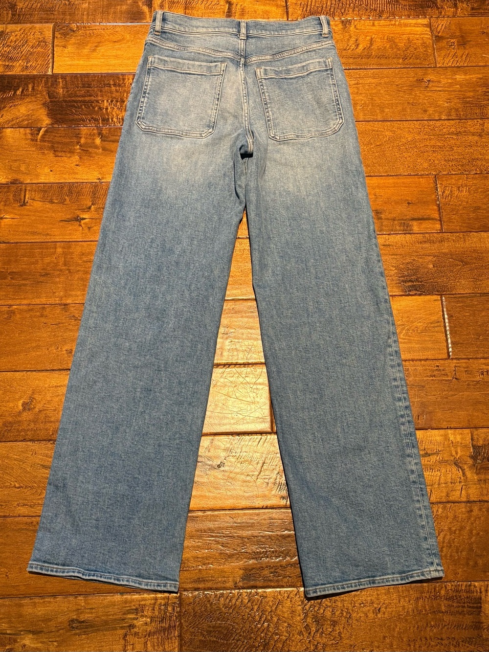 Madewell Emmett Wide-Leg Jeans Women 28T Blue EUC High Rise Patch Pocket - Picture 12 of 16